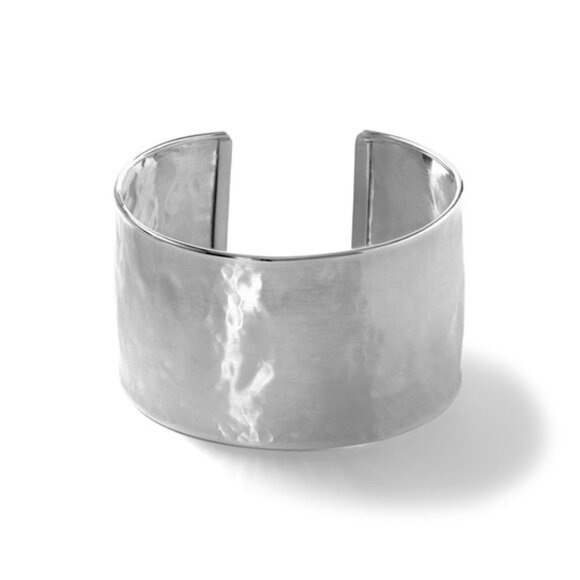 Herco Sterling Silver Rhodium-Plated 37mm Hammered Cuff Bangle – Made in Italy - Picture 2 of 4